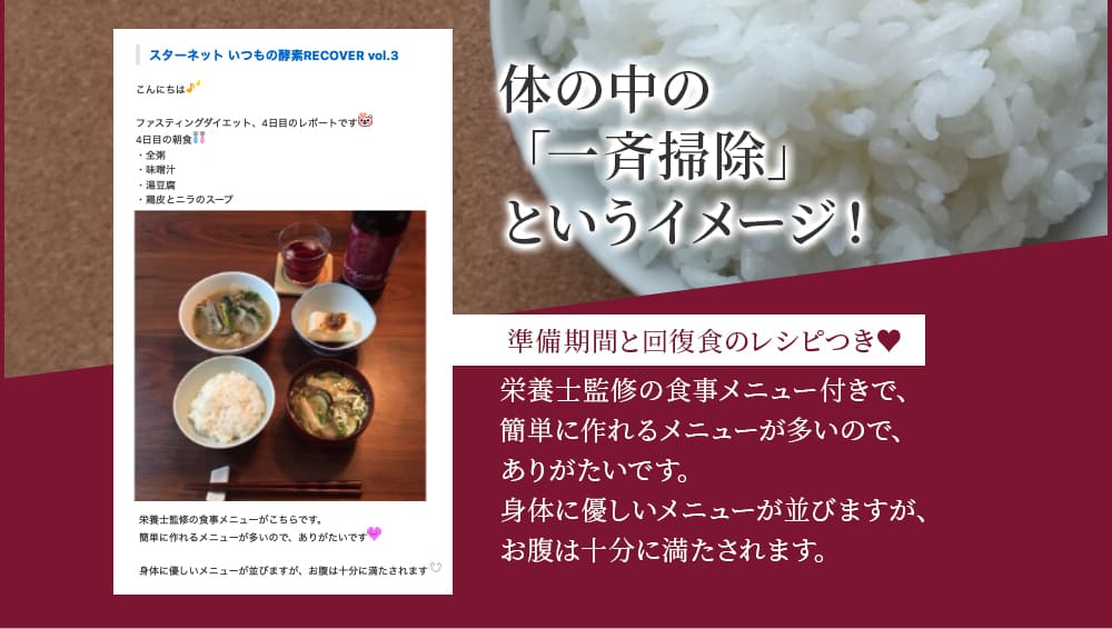 体の中の「一斉掃除」というイメージ！いつもの酵素は準備期間と回復食のレシピつき