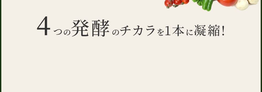 4つの発酵のチカラをこの1本に凝縮!いつもの酵素