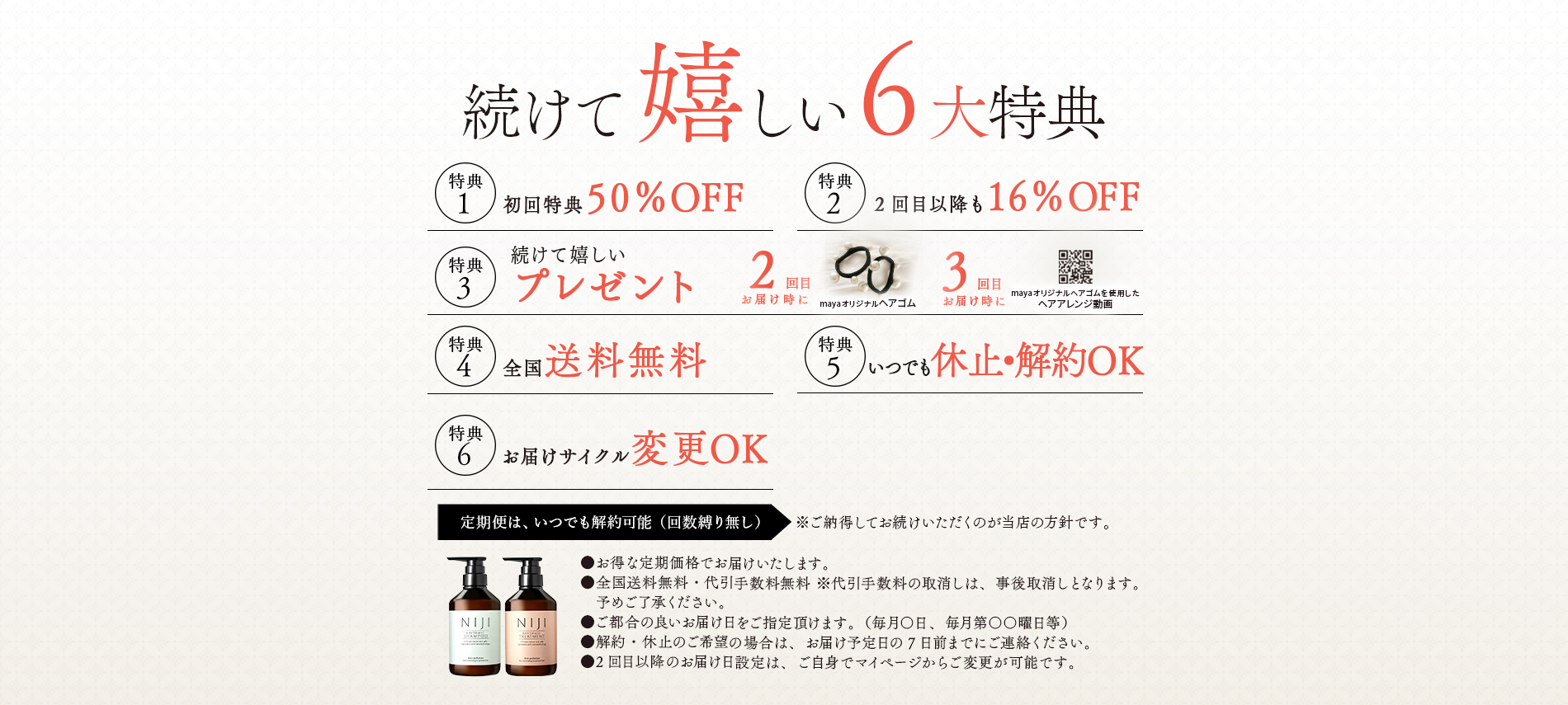 5大特典シャンプー&トリートメントNIJIリズミック定期セット