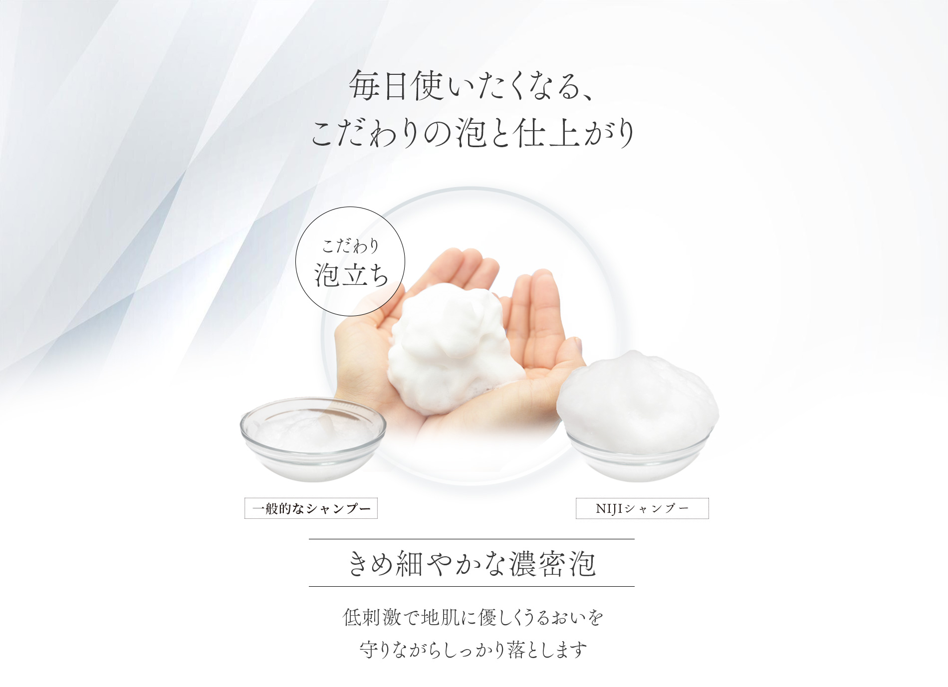 毎日使いたくなる、こだわりの泡と仕上がり　シャンプー&トリートメントNIJIリズミック