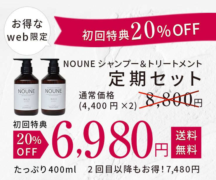 NOUNE シャンプー&トリートメント定期セット初回特典20%OFF　たっぷり400ml