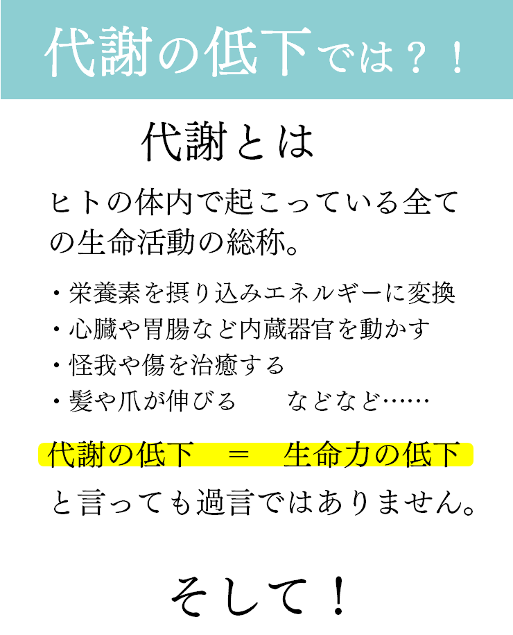 その原因、代謝の低下では！？